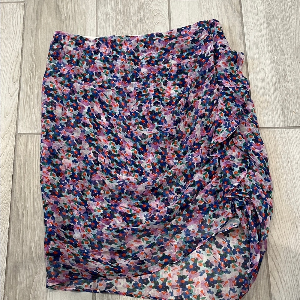 Veronica Beard Skirt Floral Spencer Side Ruffles in Multi-Color-100%Silk - Picture 6 of 11